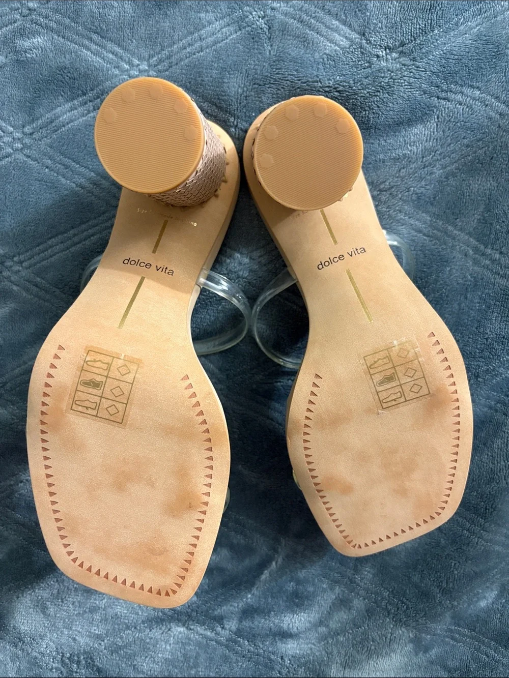 Dolce Vita Nude Block Heel Sandals with Clear Straps